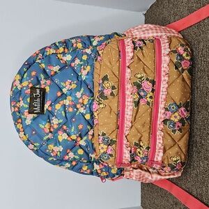 Matilda Jane Colorful Floral Quilted Backpack Pink Gingham 16x14